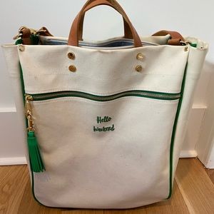 Boulevard Parker Tote: Hello Weekend in GREEN. Used once, in great condition.